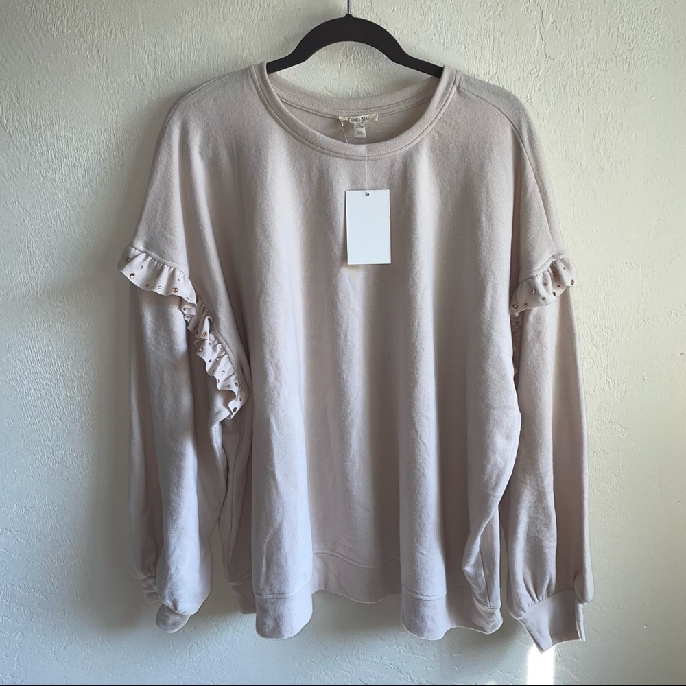 COMO BLUE. blush long sleeve sweater.